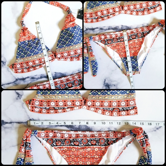 PLZ READ INFO IN DETAILS Boho Halter Bikini Top and Self-Tie Bikini Bottom Set - Picture 4 of 8